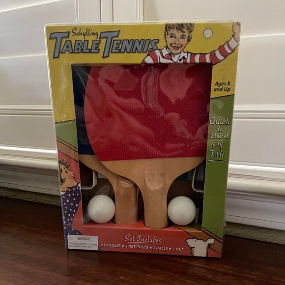NIB Schylling Table Tennis Game Set 2 Paddles, 2 Balls 2 Posts 1 Net for tables - Picture 1 of 2